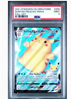 Pokemon Celebrations Surfing Pikachu VMAX Holo Card PSA 9 009/025 - Image 1