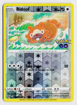 Bidoof 059/078 Pokemon TCG SWSH: Pokemon GO Reverse Holo Peelable Ditto NM - Image 1