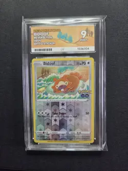 Pokemon Go Bidoof Reverse Holo Card PSA 9 Peelable Ditto 059/078 - Image 1