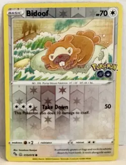 Pokemon Bidoof 059/078 Pokemon GO Reverse Holo Peelable Ditto English NM/lP+ - Image 1