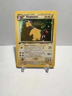 Ampharos 1st Edition Holo Rare 1/64 - Pokemon WOTC Neo Revelation SWIRL LP / NM - Image 1