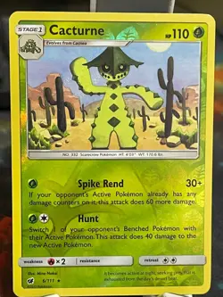 POKEMON CACTURNE 6/111 RARE REVERSE HOLOFOIL CRIMSON INVASION NM CARD - Image 1
