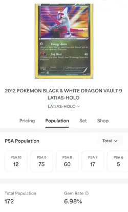PSA 9 MINT Latias 9/20 Dragon Vault Holo Pokemon Card LP - Image 4
