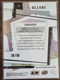 2022 AEW Danhausen White Diamond /50 ALLURE Trading Card Upper Deck #85930 - Image 2