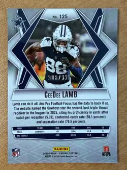 2025 CeeDee Lamb Phoenix Light Blue Lava /325 Silver Lava & Base - 3 Card Lot - Image 2
