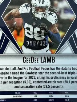 2025 CeeDee Lamb Phoenix Light Blue Lava /325 Silver Lava & Base - 3 Card Lot - Image 3