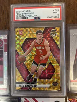 Reed Sheppard Rookie Card Lot PSA 9 Mosaic Reactive Yellow + Prizm NBA RC - Image 2