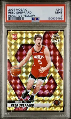 Reed Sheppard Rookie Card Lot PSA 9 Mosaic Reactive Yellow + Prizm NBA RC - Image 5