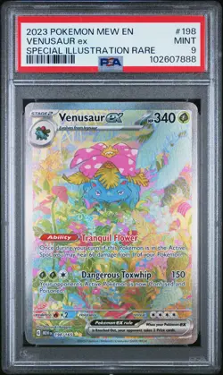 2023 POKEMON MEW EN-151 SPECIAL ILLUSTRATION RARE #198 VENUSAUR EX PSA 9 - Image 1