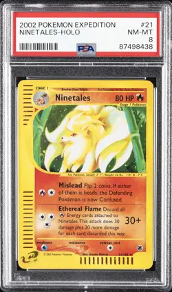 2002 POKEMON EXPEDITION #21 NINETALES-HOLO PSA 8 - Image 1
