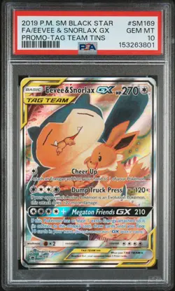 2019 POKEMON SM BLACK STAR PROMO #SM169 FULL ART/EEVEE & SNORLAX GX PSA 10 - Image 1