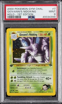 2000 POKEMON GYM CHALLENGE HOLO-1ST ED #7 GIOVANNI'S NIDOKING PSA 9 - Image 1