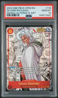 2024 One Piece Two Legends Silvers Rayleigh Manga Alt Art #OP08-118 PSA 10 - Image 1