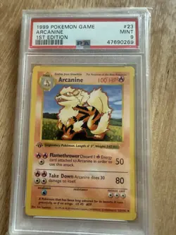 Pokemon 1999 Base Set Shadowless Arcanine #23/102 1st Edition PSA 9 - Image 1