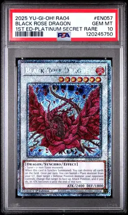 Yugioh Black Rose Dragon RA04-EN057 Platinum Secret Rare Stampede PSA 10 - Image 1