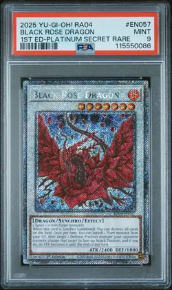 Yugioh Black Rose Dragon RA04-EN057 Platinum Secret Rare Stampede PSA 9 - Image 1