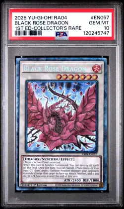 Yugioh Black Rose Dragon RA04-EN057 Collectors Rare Stampede PSA 10 - Image 1