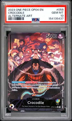 2023 ONE PIECE OP04-KINGDOMS OF INTRIGUE ALTERNATE ART #058 CROCODILE PSA 10 - Image 1