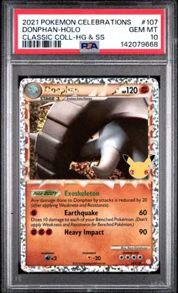 PSA 10 2021 Pokemon Celebrations Classic HG & SS #107 Donphan Holo - Image 1