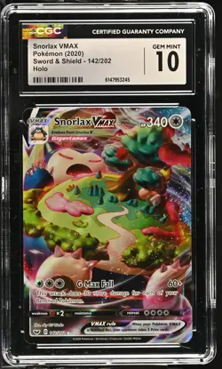 2020 POKEMON SWORD & SHIELD #142 FULL ART/SNORLAX VMAX CGC 10 - Image 1