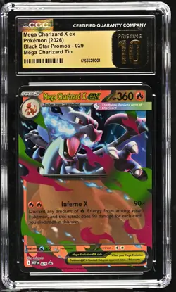 2026 POKEMON MEP MEGA CHARIZARD TIN #029 MEGA CHARIZARD X EX CGC PRISTINE 10 - Image 1