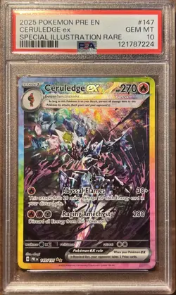 2025 POKEMON PRE EN-PRISMATIC EVOLUTIONS #147 CERULEDGE EX PSA 10 - Image 1