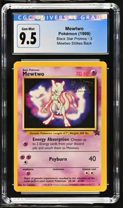 1999 POKEMON GAME MOVIE PROMO #3 MEWTWO CGC 10 - Image 1