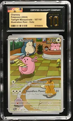 2024 POKEMON TWM EN-TWILIGHT MASQUERADE #187 CHANSEY CGC PRISTINE 10 - Image 1