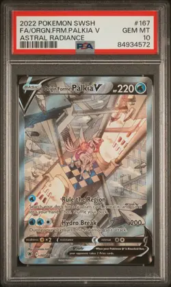 POKEMON SWORD & SHIELD ASTRAL RADIANCE #167 ORIGIN FORME PALKIA V PSA 10 - Image 1