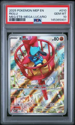 2025 POKEMON MEP EN-ME BLACK STAR PROMO #010 RIOLU PSA 10 - Image 1