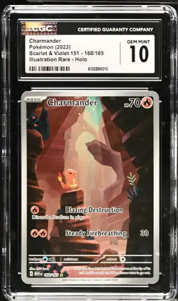 2023 POKEMON MEW EN-151 ILLUSTRATION RARE #168 CHARMANDER CGC 10 - Image 1