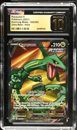 2021 POKEMON SWORD & SHIELD EVOLVING SKIES #193 RAYQUAZA V CGC PRISTINE 10 - Image 1