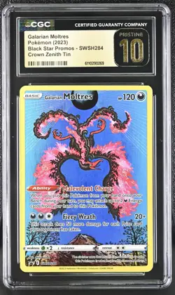 2023 POKEMON SWSH BLACK STAR PROMO #284 GALARIAN MOLTRES CGC PRISTINE 10 - Image 1