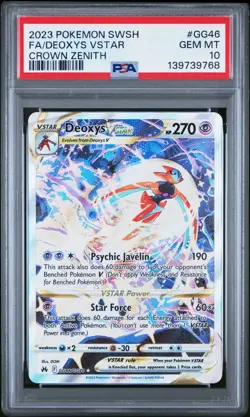2023 POKEMON SWORD & SHIELD CROWN ZENITH #GG46 FULL ART/DEOXYS VSTAR PSA 10 - Image 1