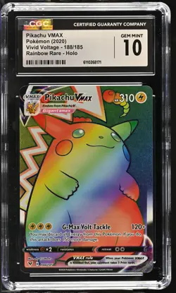 2020 POKEMON SWORD & SHIELD VIVID VOLTAGE SECRET #188 PIKACHU VMAX CGC 10 - Image 1