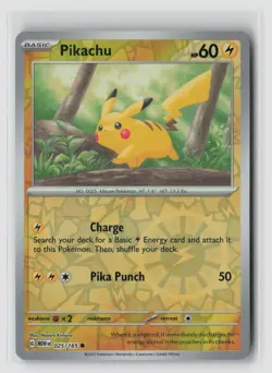 Pikachu #025/165 Sv Scarlet & Violet 151 Common Reverse Holo Pokemon TCG NM - Image 1