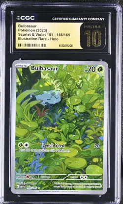 2023 POKEMON MEW EN-151 ILLUSTRATION RARE #166 BULBASAUR CGC PRISTINE 10 - Image 1