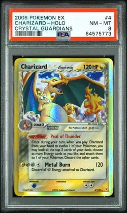 2006 POKEMON EX CRYSTAL GUARDIANS #4 CHARIZARD-HOLO PSA 8 - Image 1