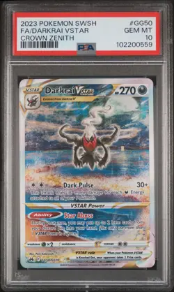 2023 POKEMON SWORD & SHIELD CROWN ZENITH #GG50 FULL ART/DARKRAI VSTAR PSA 10 - Image 1