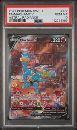 2022 POKEMON SWORD & SHIELD ASTRAL RADIANCE #172 FULL ART/MACHAMP V PSA 10 - Image 1