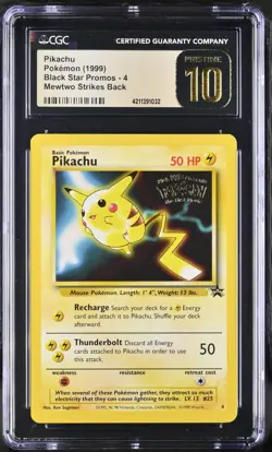1999 POKEMON GAME MOVIE WB PROMO #4 PIKACHU CGC PRISTINE 10 - Image 1