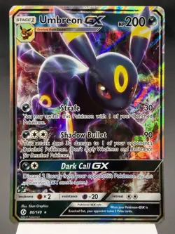 Umbreon GX 80/149 - Ultra Rare Holo -Sun & Moon Base Set Pokemon Card LIGHT PLAY - Image 1
