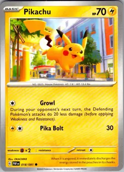 Pikachu Paldean Fates 018/091 Common Pokemon Near Mint - Image 1
