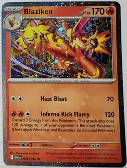 Swirl 🌀 Blaziken 042/182 Cosmos Holo Heavily Bleed Error Rare Pokemon TCG ✨ - Image 1