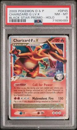 2009 POKEMON DIAMOND & PEARL BLACK STAR PROMO HOLO #DP45 CHARIZARD G LV.X PSA 8 - Image 1