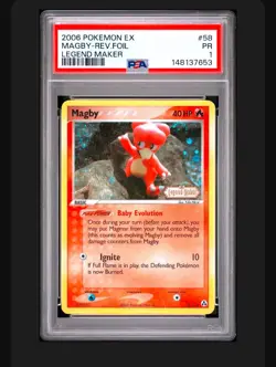 2006 Pokemon EX Legend Maker Magby Reverse Foil #58 PSA 1 POP 1 !!!! - Image 1