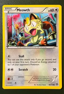 Pokemon TCG Meowth 88/114 Steam Siege XY11 LP - Image 1