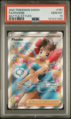 2021 POKEMON SWORD & SHIELD BATTLE STYLES #161 FULL ART/PHOEBE PSA 10 - Image 1