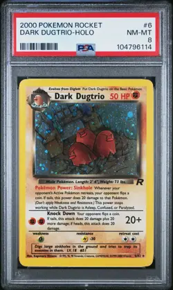 2000 POKEMON ROCKET #6 DARK DUGTRIO-HOLO PSA 8 - Image 1