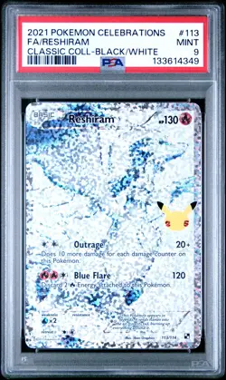 2021 POKEMON CELEBRATIONS CLASSIC COLL #113 FULL ART/RESHIRAM PSA 9 - Image 1